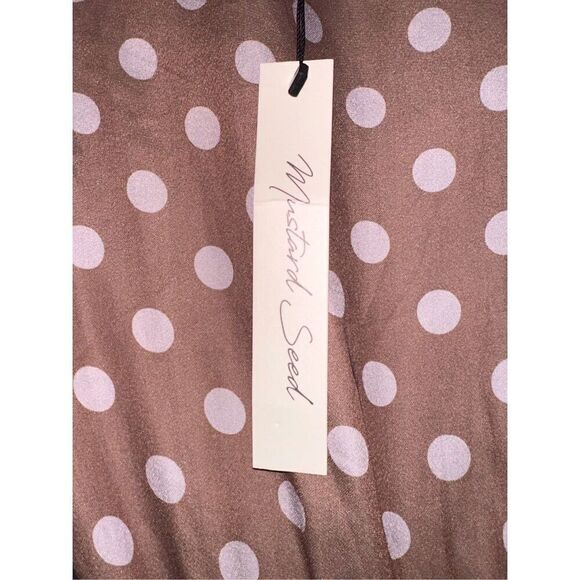 NEW WITH TAGS Mustard Seed silky Brown polka dots Size Small Knee Length Short S - Picture 5 of 8